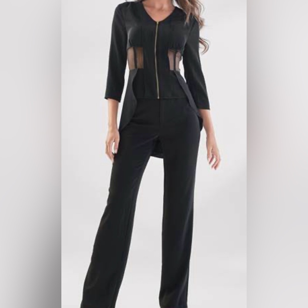 VENUS NWT Black Peek-a-Boo Cape Pant Set
